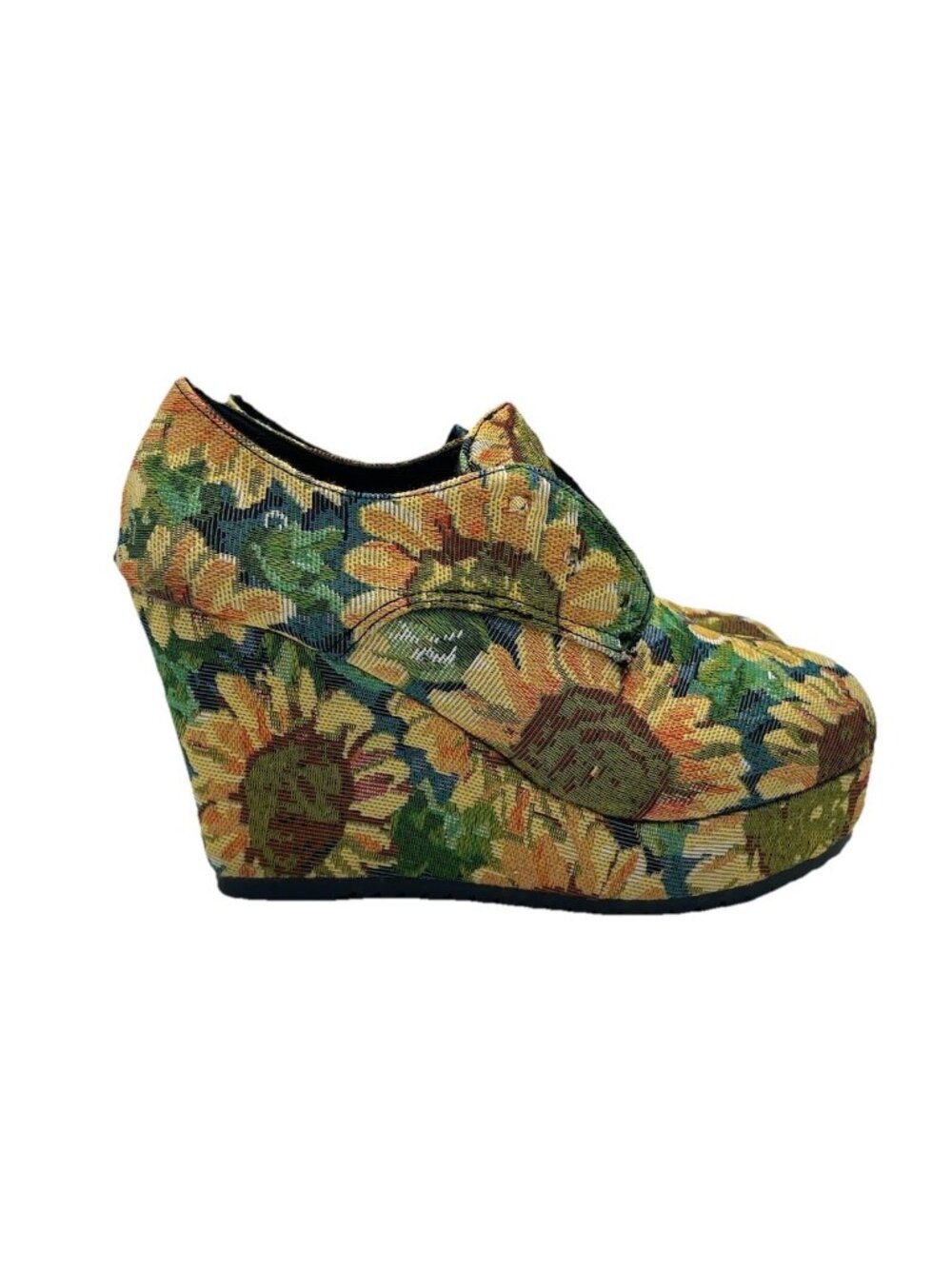 Shoes Womens Size 8.5 Floral Wedge High Heels Lace Up Comfort Summer Sunflower